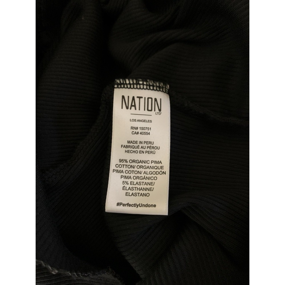 Nation LTD Medium Black Ribbed Ruffle‎ Tie Front Long Sleeve Cardigan - Picture 5 of 5